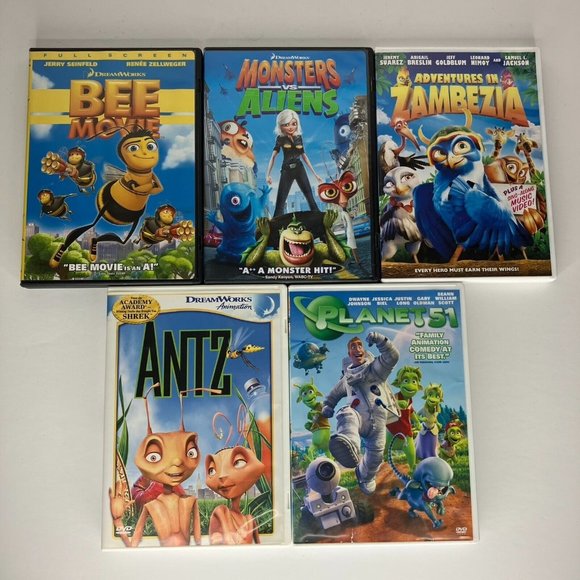 5 DVD LOT Childrens Adventures Zambezia Antz Bee Movie Monsters Aliens Planet 51 - Picture 1 of 2